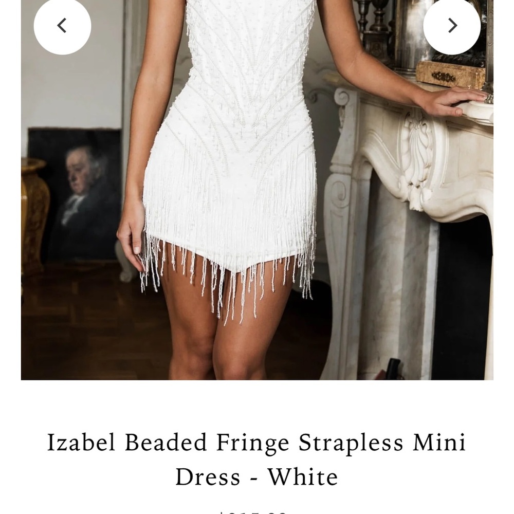 Izabel Beaded Fringe Strapless Mini Dress